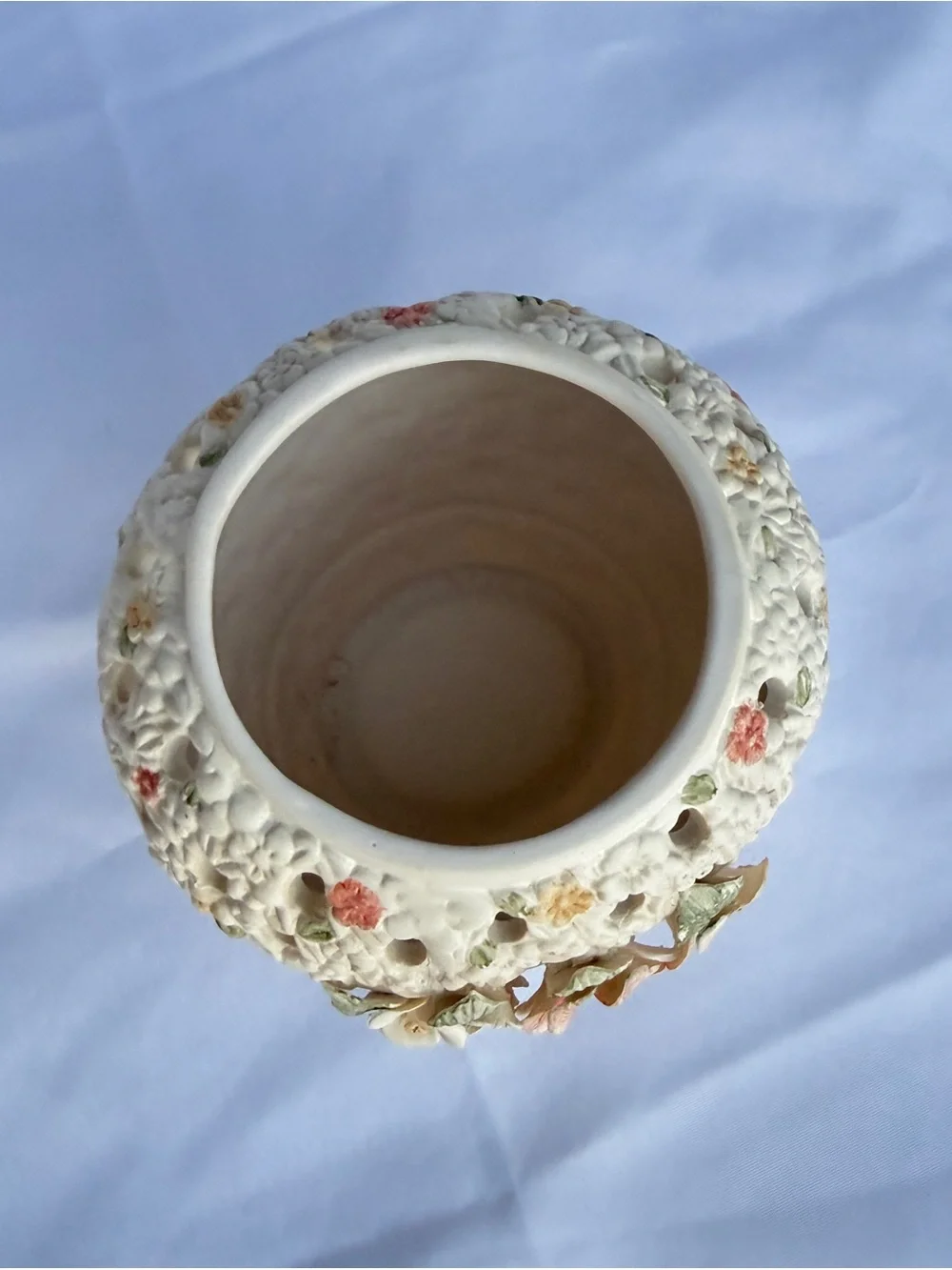 Floral Pierced Ceramic Ginger Jar with Lid | Vintage-Inspired Cottagecore Decor